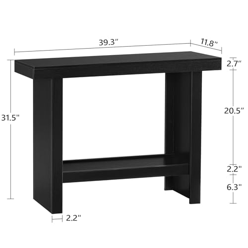 MAHANCRIS Console Table, 39.4'' Black Rectangular Entryway Table, Modern Console Table with Storage, Sofa Tables for Hallway, Foyer, Living Room, Easy Assembly, Black CTHB16801 - color: Black, size: 39.4"L x 11.8"W x 31.5"H