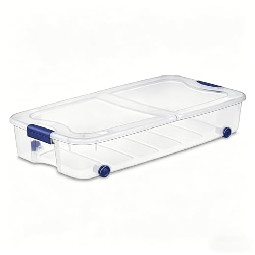 66 Quarts of Transparent Plastic Storage Box, with A Lockable Lid, Large Capacity Storage Box, Stackable and Durable, Suitable for Bedrooms, Garages, Tool Rooms, and Office Organization