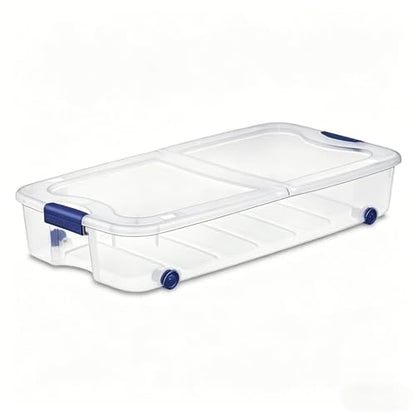 66 Quarts of Transparent Plastic Storage Box, with A Lockable Lid, Large Capacity Storage Box, Stackable and Durable, Suitable for Bedrooms, Garages, Tool Rooms, and Office Organization