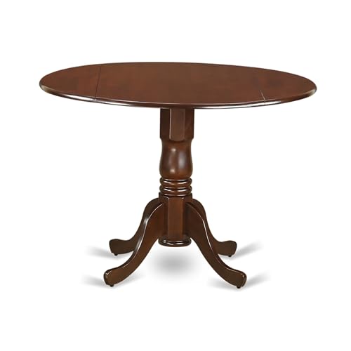 East West Furniture DLT-MAH-TP Dublin Dining Room Table - a Round Solid Wood Table Top with Dropleaf & Pedestal Base, 42x42 Inch, Mahogany - color: Mahogany