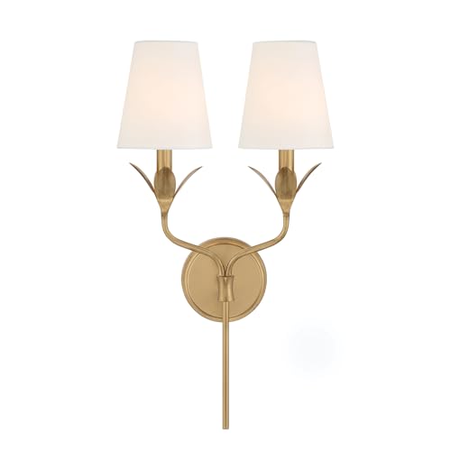 Crystorama Broche 2 Light Antique Gold Sconce - color: Antique Gold, size: Width: 12 Inches