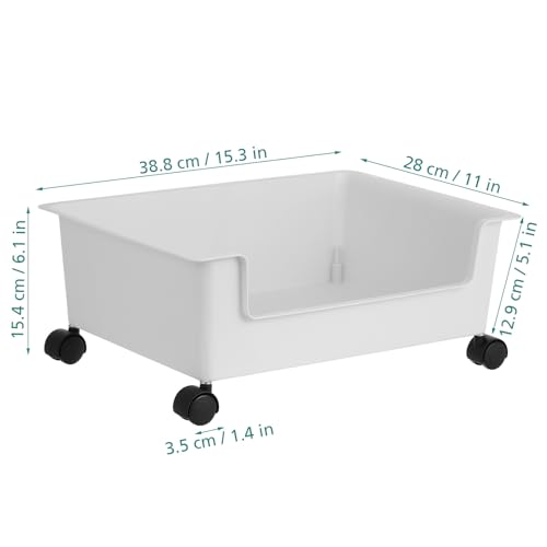 Under Bed Storage with Wheels Desktop Book Storage Bin for Home Office School Dormitory 6.12X11.08X6.12 Inches