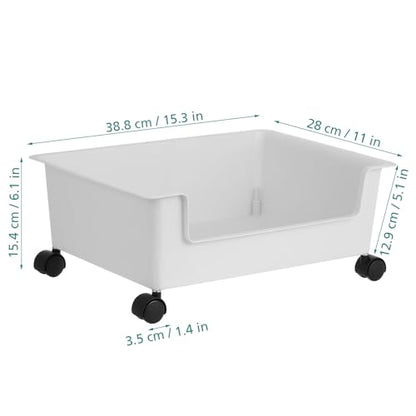 Under Bed Storage with Wheels Desktop Book Storage Bin for Home Office School Dormitory 6.12X11.08X6.12 Inches
