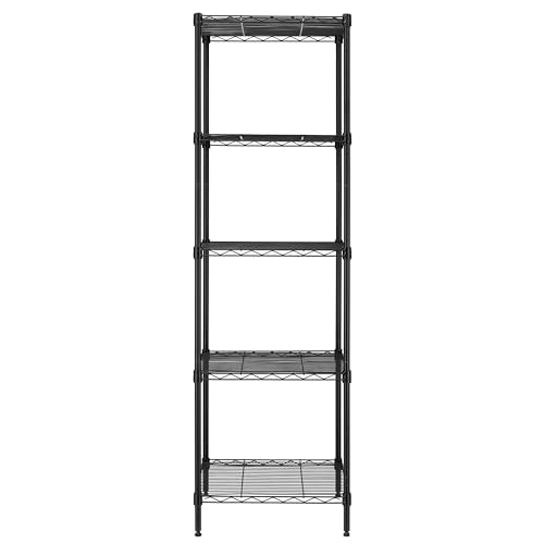 Finnhomy Heavy Duty 5 Tier Wire Shelving Unit, 18x18x59-inches 5 Shelves Storage Rack, Metal Shelving with Thicken Steel Tube, NSF Certified, Black - size: 59"H-Black