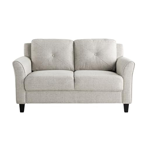 Studio Living Harrington 57.9" Loveseat, Transitional Modern, Pocket Coil Comfort, Easy Assembly, Woven Fabric, Beige - color: Beige, size: Loveseat