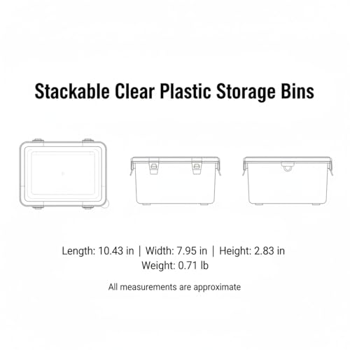 Stackable Clear Plastic Storage Bins with Lids, Transparent PP Organizer Boxes for Drawers, Shelves, and Desktops - size: 10.43 x 7.95 x 2.83 in