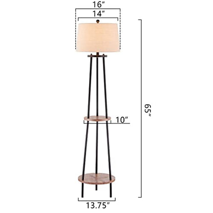 Maxax Shelf Floor Lamp for Living Room, 65" Tripod Standing Reading Lamp with 2 Shelves, 3 Way Dimmable Display Floor Lamps with Oatmeal Fabric Shade for Office, Bedroom