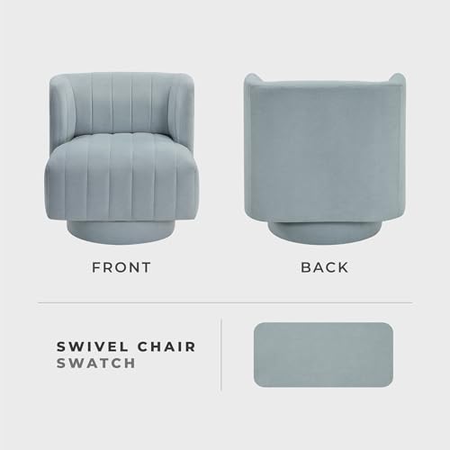 Lexicon Swivel Accent Chair, Textured Fabric Upholstered 360 Degree Swivel Barrel Chair with Channel Tufted, Comfort Seat, for Living Room, Bedroom, Office, Easy Assembly, Aqua Blue - color: Aqua Blue