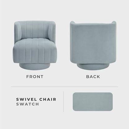 Lexicon Swivel Accent Chair, Textured Fabric Upholstered 360 Degree Swivel Barrel Chair with Channel Tufted, Comfort Seat, for Living Room, Bedroom, Office, Easy Assembly, Aqua Blue - color: Aqua Blue
