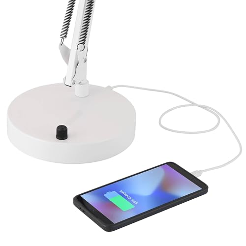 Shoup 33 1/2" Large Architect Desk Lamp Adjustable Height USB Ports A+C | Modern Charging White Home Office Living Room Bedroom Bedside Nightstand House