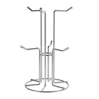 HULISEN Mug Tree for Large Cup, 6 Hook Countertop Coffee Mug Holder, Silver | Cup Rack for Counter, Stable Wide Base, Metal Stand for Kitchen Coffee Bar Display, Space-Saving, No Assembly Required - color: Silver