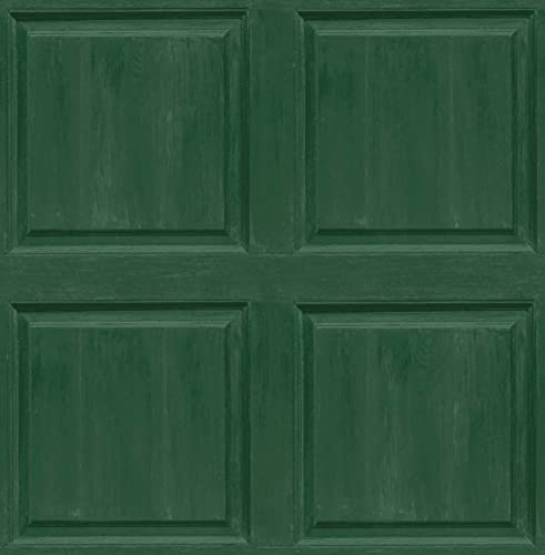 NextWall Washed Faux Panel Peel and Stick Wallpaper (Emerald Green) - color: Emerald Green