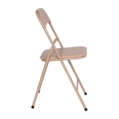 EMMA + OLIVER Tan Square Folding Card Table and Chairs Set for 4 Players | Lightweight, Easy Storage, Padded Top - color: Tan