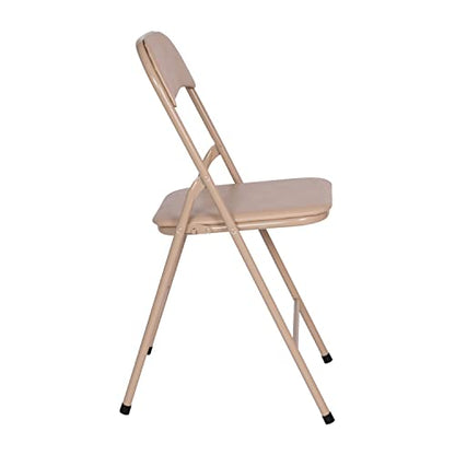 EMMA + OLIVER Tan Square Folding Card Table and Chairs Set for 4 Players | Lightweight, Easy Storage, Padded Top - color: Tan