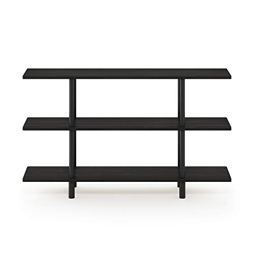 Furinno Turn-N-Tube 3-Tier Wide Display Shelf, Espresso/Black | Wide Accent Display Shelf, Open Shelves, Round Tubes, for Organization and Storage, Living Room, Garage, Home Office - color: Espresso/Black, style: 3-Tiers