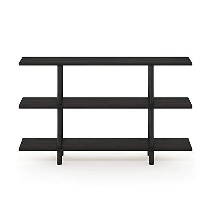 Furinno Turn-N-Tube 3-Tier Wide Display Shelf, Espresso/Black | Wide Accent Display Shelf, Open Shelves, Round Tubes, for Organization and Storage, Living Room, Garage, Home Office - color: Espresso/Black, style: 3-Tiers