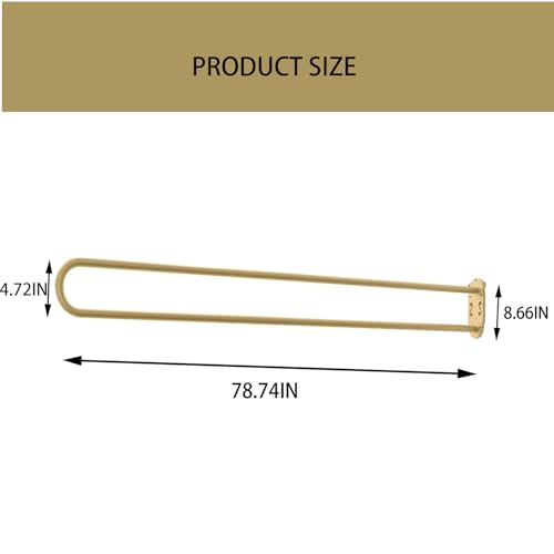 U Shaped Curtain Rod Room Divider Partition Privacy Separation Wall Mount | Heavy Duty Hanging Modern Metal Curved 6.56ft Long Space for Changing Dressing Fitting Salon Studio Apartment Medical - color: Gold