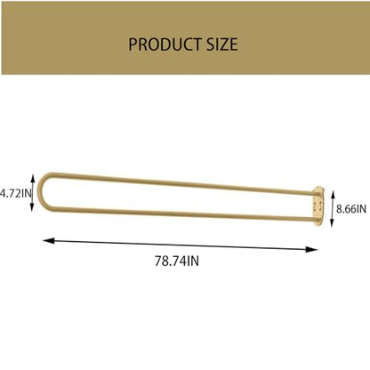 U Shaped Curtain Rod Room Divider Partition Privacy Separation Wall Mount | Heavy Duty Hanging Modern Metal Curved 6.56ft Long Space for Changing Dressing Fitting Salon Studio Apartment Medical - color: Gold