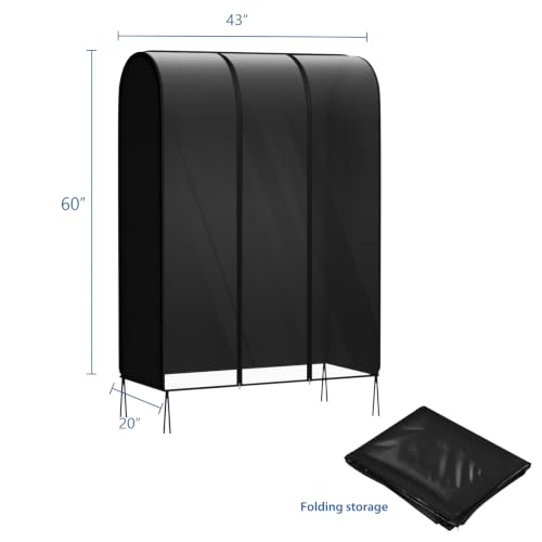 Zilink Clear Garment Rack Cover Clothing Rack Cover 43 in | Dustproof, Breathable, 2 Durable Zippers, Rack Cover for Garment Rack (Rack Not Included) - size: 43"L x 20"W x 60"H - Clear/Black