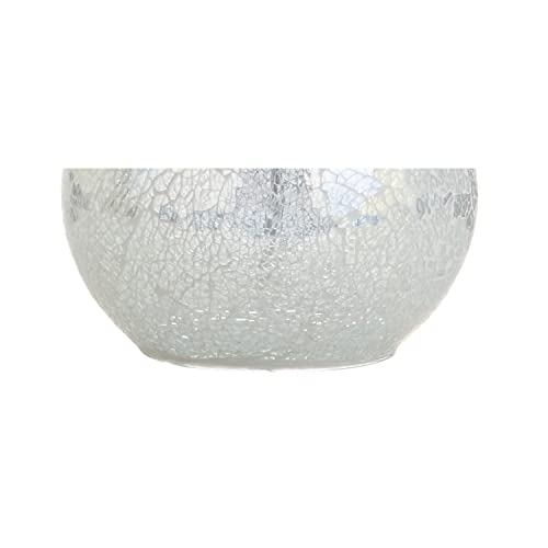 JONATHAN Y Mona Coastal Mini LED Table Lamp 20" Bedside, Mosaic White | Linen Tapered Drum Shade, Glass Body, On-Off Rotary Switch, LED Bulb Included - color: White