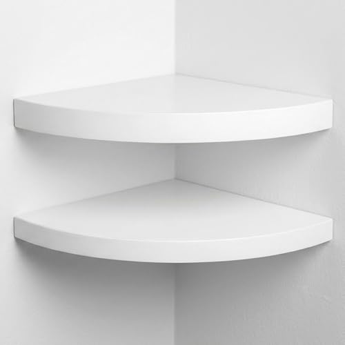 ZGZD Corner Shelf Invisible Wall Mounted Shelves Radial Shape Perfect for Bedroom Bathroom Living Room Kitchen Set of 2 White - size: Arc edge