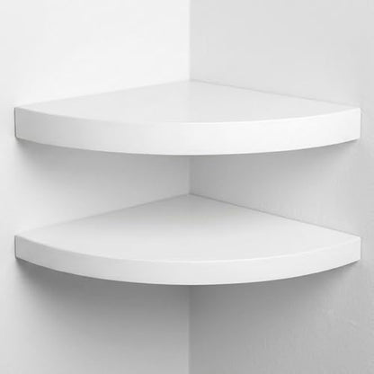 ZGZD Corner Shelf Invisible Wall Mounted Shelves Radial Shape Perfect for Bedroom Bathroom Living Room Kitchen Set of 2 White - size: Arc edge