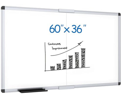 VIZ-PRO Magnetic Dry Erase Board, 60 X 36 Inches, Foldable Wall-Mounted Whiteboard with Silver Aluminum Frame & Marker Tray for School Office and Home 5' X 3' - size: 60 X 36 Inches