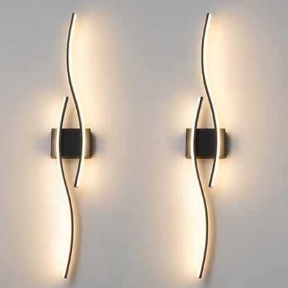 Daunton Hardwired Modern Wall Sconce Set of Two with Remote Control, Dimmable LED Wall Sconces Lighting Set of 2, Large Black Wall Light, LED Wall Lamp for Bedroom Living Room Bathroom 40.5" Length - color: Black, size: 40.5in A hardwired