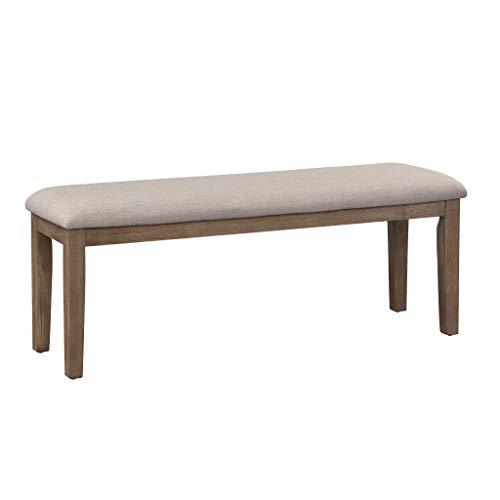Homelegance Blair Upholstered Dining Bench, 48" W Entryway Bench, Sturdy Solid Wood Frame, Wire Brush Brown Finish, Comfortable Cushion Seat, Easy Assembly, Modern & Traditional, Gray/Brown - color: Gray/Brown, size: Bench