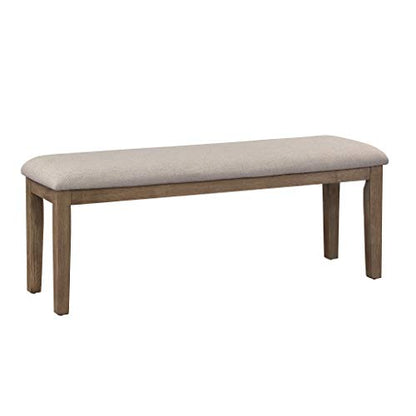 Homelegance Blair Upholstered Dining Bench, 48" W Entryway Bench, Sturdy Solid Wood Frame, Wire Brush Brown Finish, Comfortable Cushion Seat, Easy Assembly, Modern & Traditional, Gray/Brown - color: Gray/Brown, size: Bench