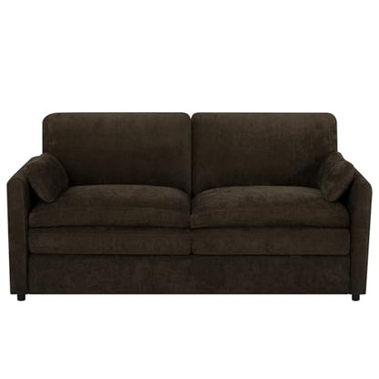 69" Chenille Soft Sofa w/Well-Filled Backrests, Brown | Modern Loveseat w/Plump Pillows, 2 Seater Upholstered Couch w/Thick & Comfy Cushions for Living Room, Bedroom - color: Brown, size: Loveseat