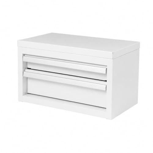 Mini 2-Drawer Steel Tool Box White - color: White, size: 2 Drawer
