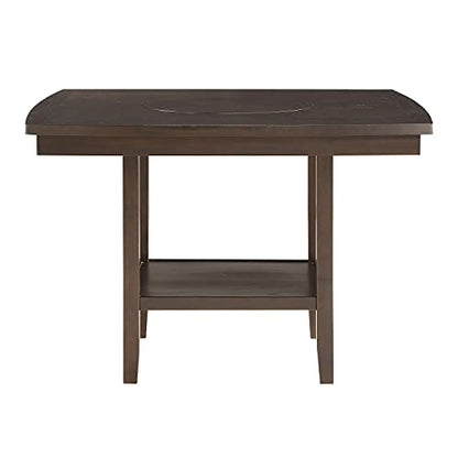 Lexicon Baronscourt 54" Square Counter Height Table for 8, Mindy Veneer Wood Dining Table with Lower Storage Shelf and Built-in Lazy Susan, for Dining Room/Kitchen, Dark Brown - color: Dark Brown, style: Dining Table Only