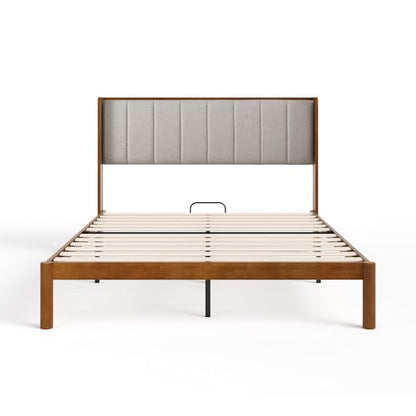 Zinus Jonas Bamboo Platform Bed Frame, Wingback Headboard, King | Mid-Century Modern Design, Plush Upholstered Comfort, Sustainable Bamboo, Fits Any Bedroom Style, No Box Spring Needed - size: King