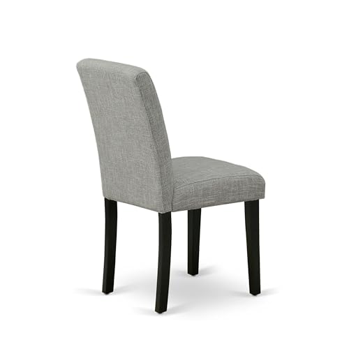 East West Furniture ABP1T06 Abbott Parson Dining Room Chairs - Shitake Linen Fabric Upholstered Chairs, Set of 2, Black - color: Abp1t06