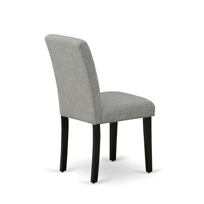 East West Furniture ABP1T06 Abbott Parson Dining Room Chairs - Shitake Linen Fabric Upholstered Chairs, Set of 2, Black - color: Abp1t06