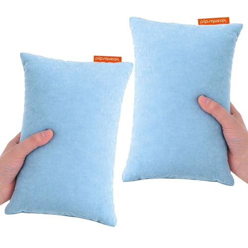 Pipsqueak Microfiber Pillow - Small, Mini, Tiny - 11 x 7 in - Perfect for Travel, Cars, Airplanes, Camping, Dogs, Toddlers, Kids, Lumbar, Knees and Neck - Ages 2 Yrs and Up - color: Light Blue, size: 2 Pack, style: Non-Personalized
