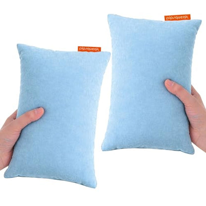 Pipsqueak Microfiber Pillow - Small, Mini, Tiny - 11 x 7 in - Perfect for Travel, Cars, Airplanes, Camping, Dogs, Toddlers, Kids, Lumbar, Knees and Neck - Ages 2 Yrs and Up - color: Light Blue, size: 2 Pack, style: Non-Personalized