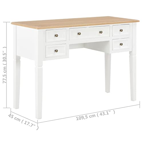 Home Office Desk,Modern Minimalist Style Game Table,Writing Desk for Student Study, Bedroom Dresser,Writing Desk White 43.1"x17.7"x30.5" Wood