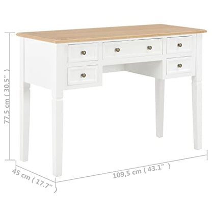 Home Office Desk,Modern Minimalist Style Game Table,Writing Desk for Student Study, Bedroom Dresser,Writing Desk White 43.1"x17.7"x30.5" Wood