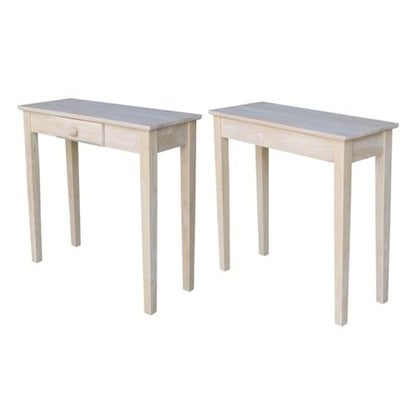 IC International Concepts, Rectangular Hall Table W/Drawer , Solid Real Wood, Sturdy Parawood, 30"W x 12"D x 29"H , DIY, Paint/Stain Ready, Unfinished