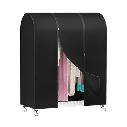 Zilink Garment Rack Cover Garment Bags Protector Wardrobe Cover 50in, Black | Dustproof, Breathable, 2 Durable Zippers, Clothes Rack Cover for Garment Rack (Rack Not Included) - size: 50"L x 20"W x 60"H - Black