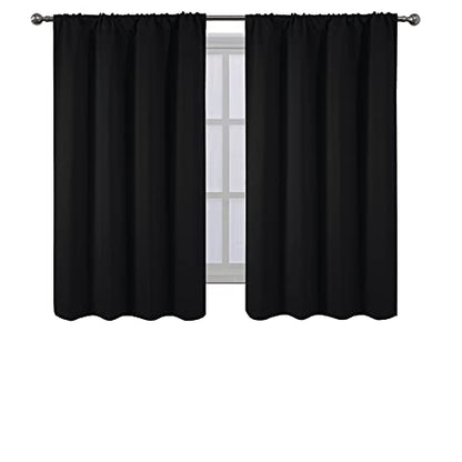 Black Blackout Curtains/42 x 54 Inch/Set of 2 Panels Room Darkening Curtains for Bedroom - color: Black, size: 42"W x 54"L (Pack of 2)