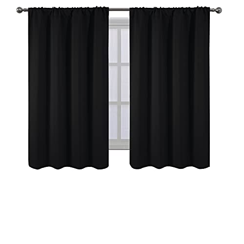 Black Blackout Curtains/42 x 54 Inch/Set of 2 Panels Room Darkening Curtains for Bedroom - color: Black, size: 42"W x 54"L (Pack of 2)