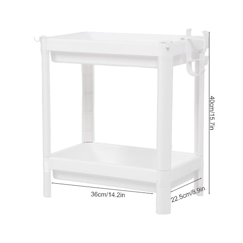 Bathroom Tower Shelf, White Plastic Freestanding Storage Rack, Narrow Standing Shelf Unit for Bathroom Kitchen Bedroom(2 Layers) - size: 2 Layers