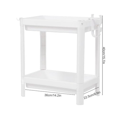 Bathroom Tower Shelf, White Plastic Freestanding Storage Rack, Narrow Standing Shelf Unit for Bathroom Kitchen Bedroom(2 Layers) - size: 2 Layers