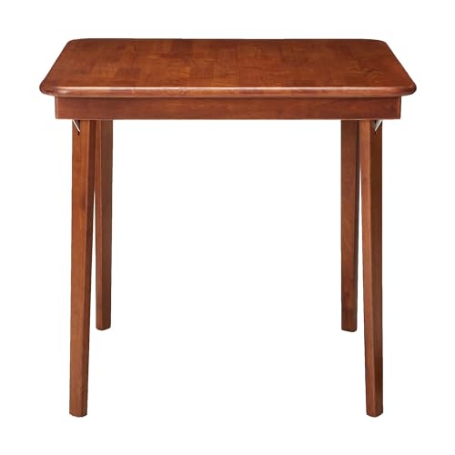 Stakmore Classic Straight Edge Square Wood Folding Table, 32x32, Cherry | Foldable Card Table, Wooden Tabletop Furniture for Cards, Board Games, Dining, and Extra Seating - color: Cherry