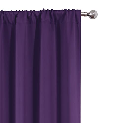 Purple Blackout Curtains/52 x 95 Inch/Set of 2 Panels Rod Pocket Room Darkening Curtains for Bedroom - color: Purple, size: 52"W x 95"L (Pack of 2)