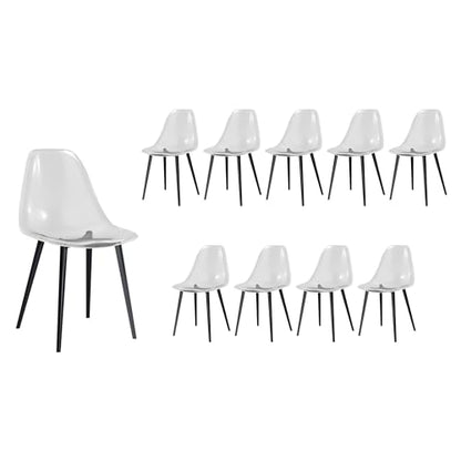 Baysitone Clear Dining Chairs Set of 10, Modern Kitchen Chairs with Transparent Seat, Acrylic Accent Side Chairs with Plating Metal Legs for Dining Room, Kitchen, Living Room with Black - color: Black, size: Set of 10