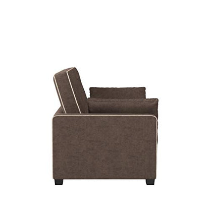 Serta Ainsley 66.5" Convertible Sleeper Loveseat, Full Size, Dreamcoil Comfort, Soft Woven Fabric, Java - color: Java, size: Full Loveseat